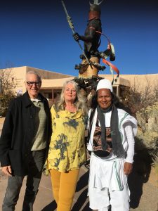 In Santa Fe next to the Apache Spirit Dancer statue